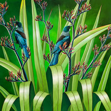 Load image into Gallery viewer, Two Tui on a Harakeke Flax - Limited edition of 20
