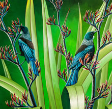 Load image into Gallery viewer, Two Tui on a Harakeke Flax - Limited edition of 20
